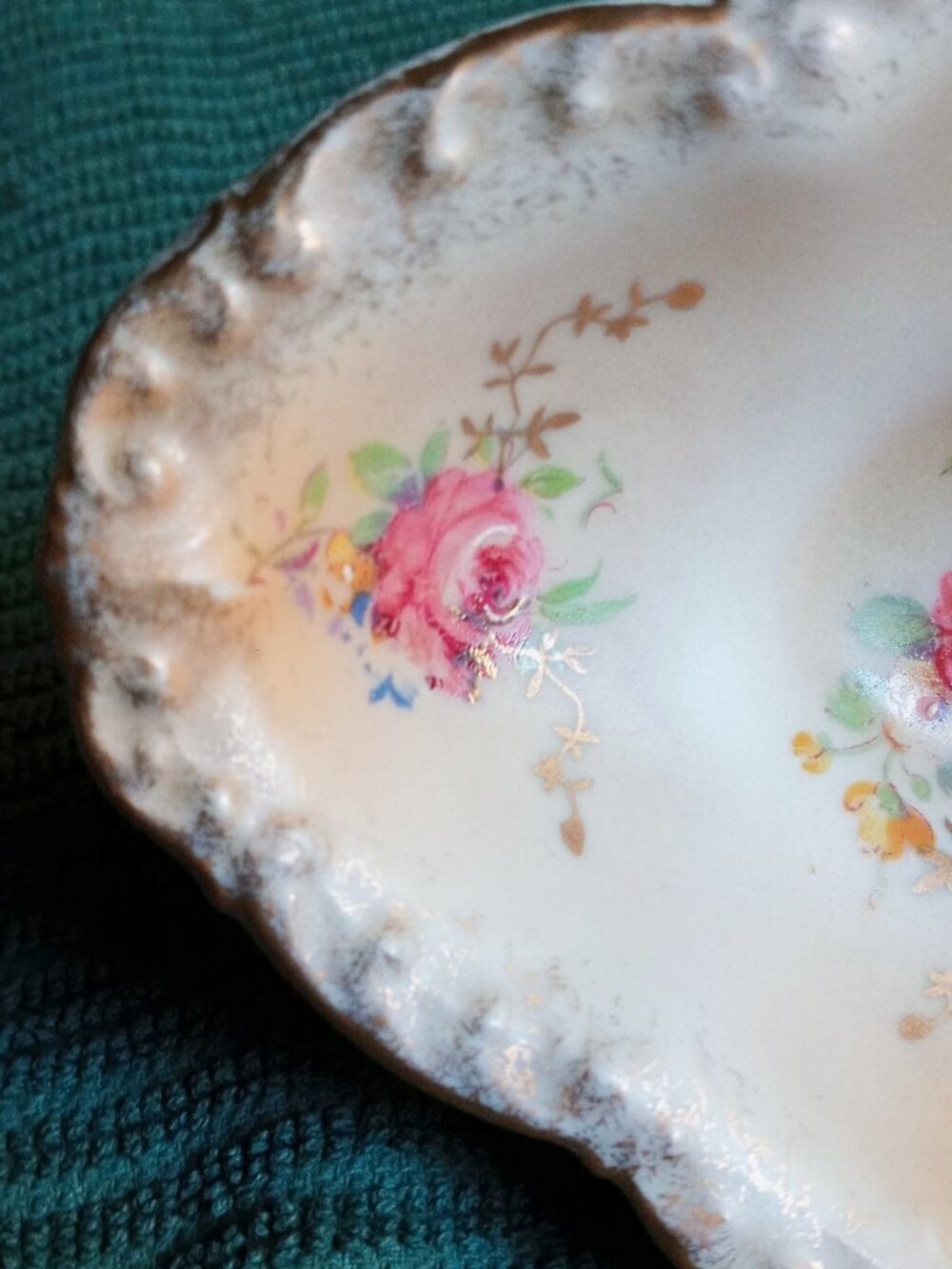 Rare Fine China Trinket Dish/Salt or Finger Bowl Floral Hand Painted Gold Trim - Picture 11 of 11